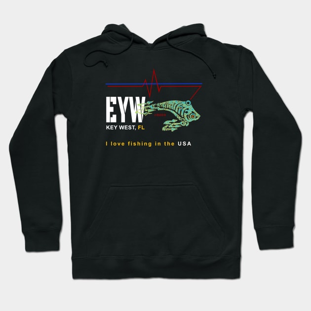 Key West Florida, I love fishing in the USA Hoodie by The Witness